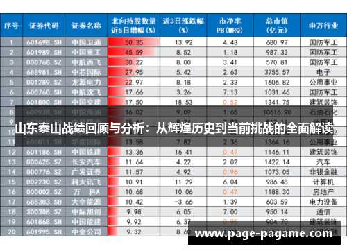 山东泰山战绩回顾与分析：从辉煌历史到当前挑战的全面解读