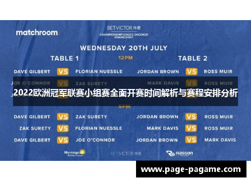 2022欧洲冠军联赛小组赛全面开赛时间解析与赛程安排分析